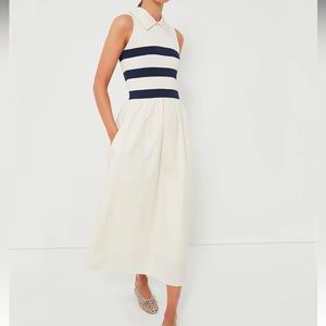 Tuckernuck Navy and White Striped Midi Dress